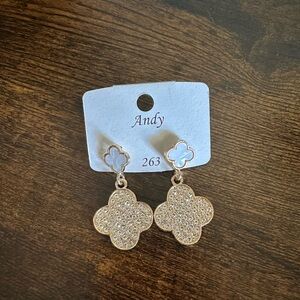 Gold and Silver Clover Earrings